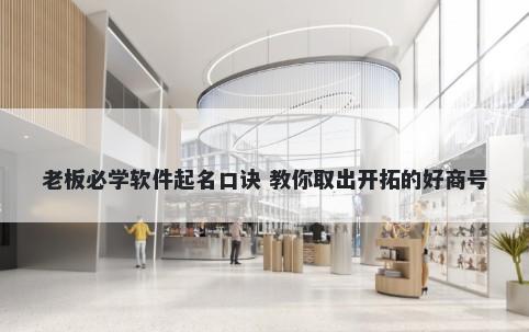 老板必学软件起名口诀 教你取出开拓的好商号