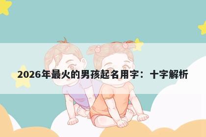 2026年最火的男孩起名用字：十字解析