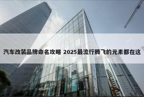 汽车改装品牌命名攻略 2025最流行腾飞的元素都在这