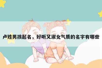 卢姓男孩起名，好听又淑女气质的名字有哪些