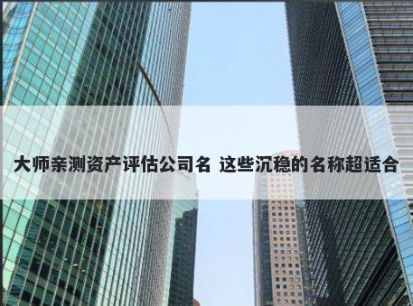 大师亲测资产评估公司名 这些沉稳的名称超适合
