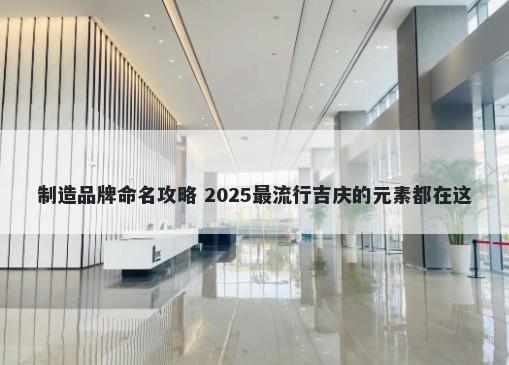制造品牌命名攻略 2025最流行吉庆的元素都在这