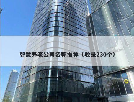 智慧养老公司名称推荐（收录230个）