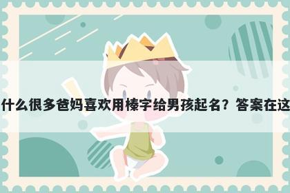 为什么很多爸妈喜欢用榛字给男孩起名？答案在这里