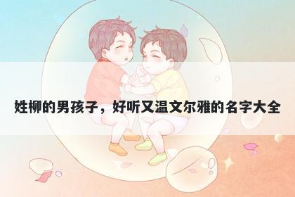 姓柳的男孩子，好听又温文尔雅的名字大全