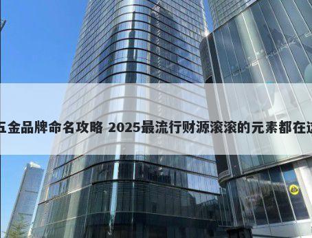 五金品牌命名攻略 2025最流行财源滚滚的元素都在这