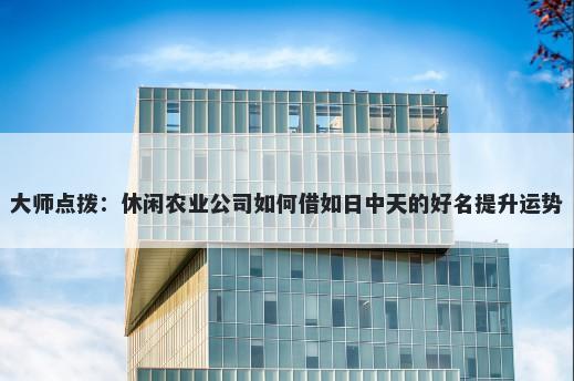 大师点拨：休闲农业公司如何借如日中天的好名提升运势