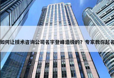 如何让技术咨询公司名字登峰造极的？专家教你起名