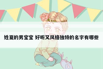 姓夏的男宝宝 好听又风格独特的名字有哪些