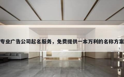 专业广告公司起名服务，免费提供一本万利的名称方案