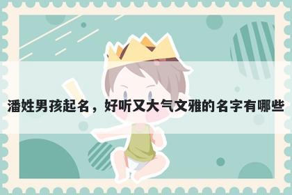 潘姓男孩起名，好听又大气文雅的名字有哪些