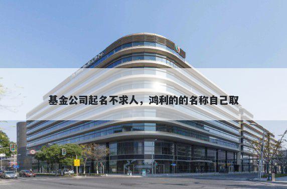 基金公司起名不求人，鸿利的的名称自己取