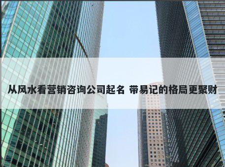 从风水看营销咨询公司起名 带易记的格局更聚财