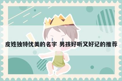 皮姓独特优美的名字 男孩好听又好记的推荐