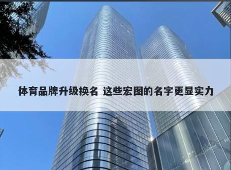 体育品牌升级换名 这些宏图的名字更显实力