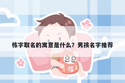 栋字取名的寓意是什么？男孩名字推荐