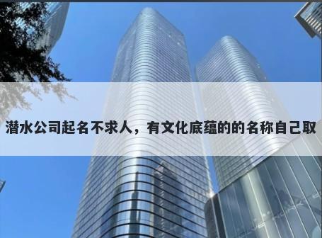 潜水公司起名不求人，有文化底蕴的的名称自己取