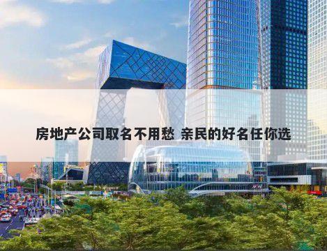 房地产公司取名不用愁 亲民的好名任你选