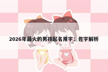 2026年最火的男孩起名用字：佐字解析