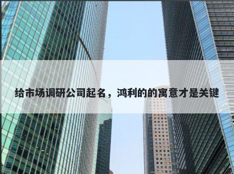给市场调研公司起名，鸿利的的寓意才是关键