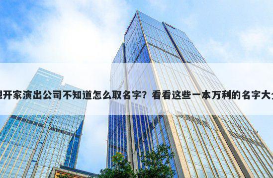 想开家演出公司不知道怎么取名字？看看这些一本万利的名字大全