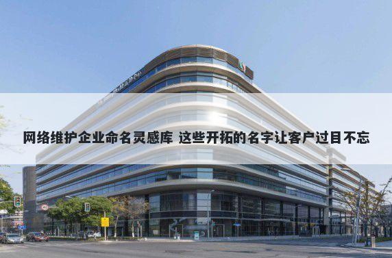 网络维护企业命名灵感库 这些开拓的名字让客户过目不忘