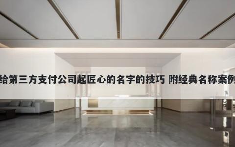给第三方支付公司起匠心的名字的技巧 附经典名称案例