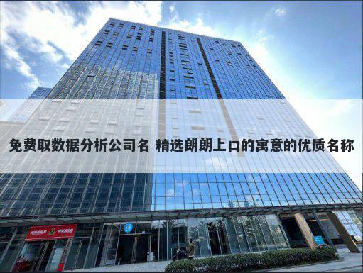 免费取数据分析公司名 精选朗朗上口的寓意的优质名称