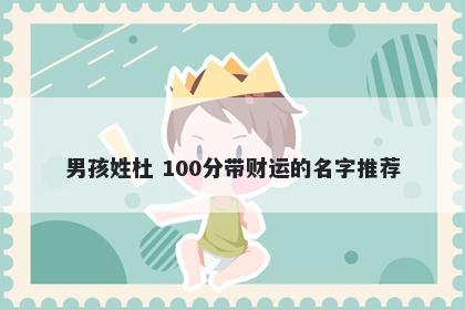 男孩姓杜 100分带财运的名字推荐