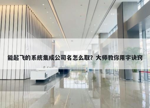 能起飞的系统集成公司名怎么取？大师教你用字诀窍