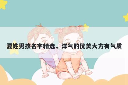 夏姓男孩名字精选，洋气的优美大方有气质