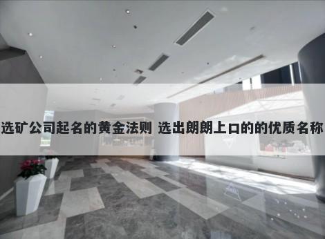 选矿公司起名的黄金法则 选出朗朗上口的的优质名称