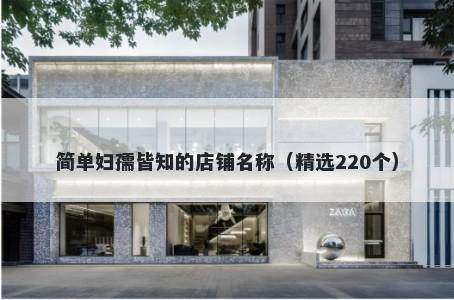 简单妇孺皆知的店铺名称（精选220个）