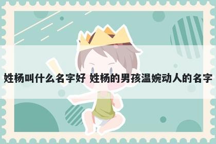 姓杨叫什么名字好 姓杨的男孩温婉动人的名字