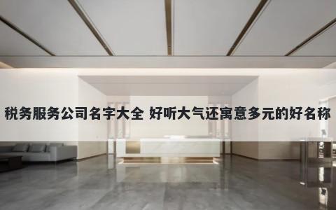 税务服务公司名字大全 好听大气还寓意多元的好名称
