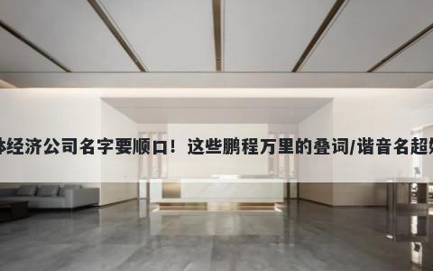 实体经济公司名字要顺口！这些鹏程万里的叠词/谐音名超好记