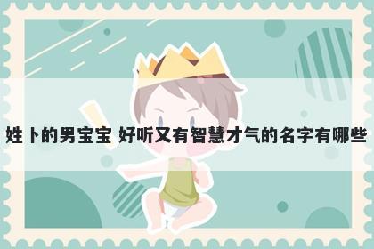 姓卜的男宝宝 好听又有智慧才气的名字有哪些
