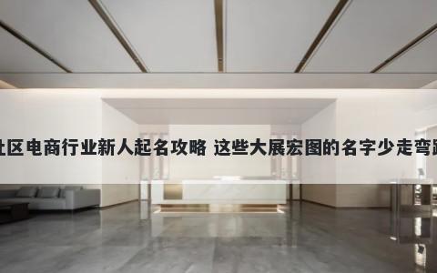 社区电商行业新人起名攻略 这些大展宏图的名字少走弯路