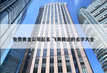 免费黄金公司起名 飞黄腾达的名字大全