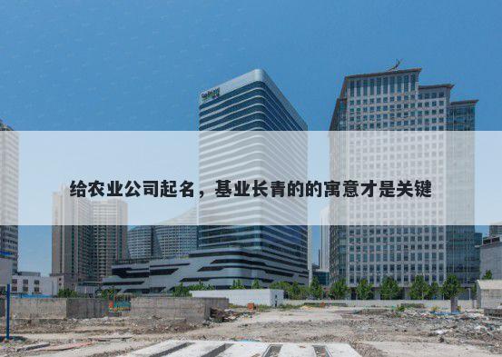 给农业公司起名，基业长青的的寓意才是关键