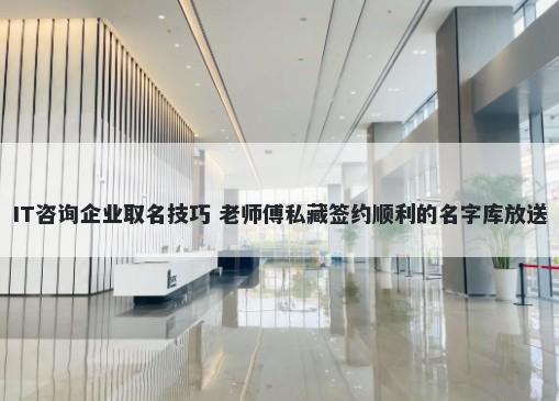 IT咨询企业取名技巧 老师傅私藏签约顺利的名字库放送