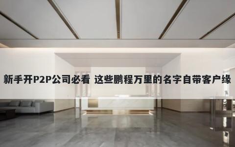 新手开P2P公司必看 这些鹏程万里的名字自带客户缘
