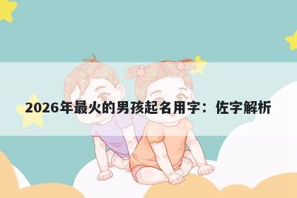 2026年最火的男孩起名用字：佐字解析