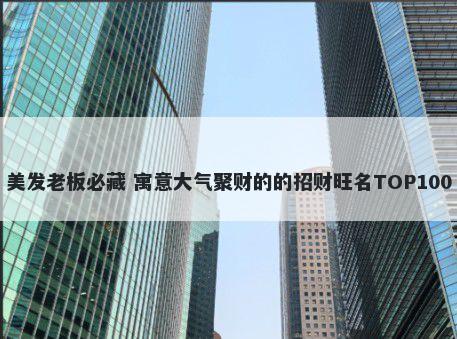 美发老板必藏 寓意大气聚财的的招财旺名TOP100
