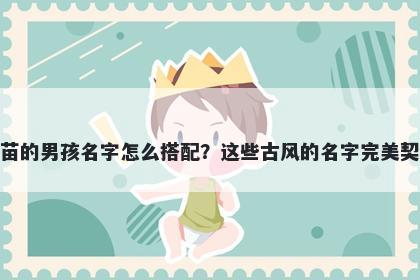 姓苗的男孩名字怎么搭配？这些古风的名字完美契合