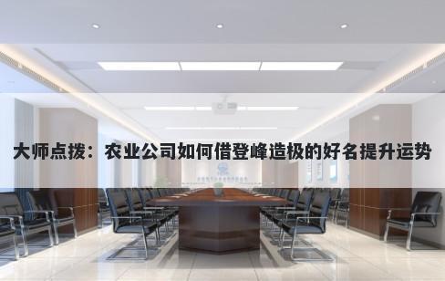 大师点拨：农业公司如何借登峰造极的好名提升运势