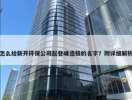 怎么给新开环保公司起登峰造极的名字？附详细解析