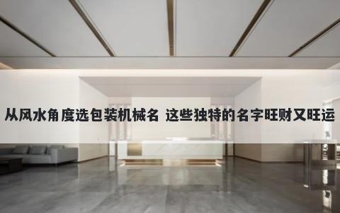 从风水角度选包装机械名 这些独特的名字旺财又旺运