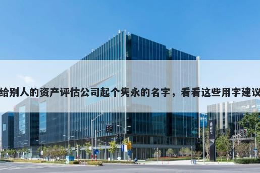 给别人的资产评估公司起个隽永的名字，看看这些用字建议