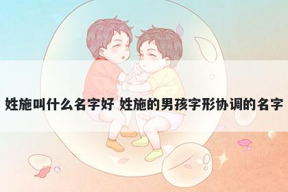 姓施叫什么名字好 姓施的男孩字形协调的名字